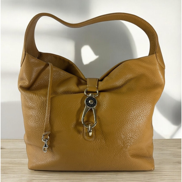 Dooney & Bourke Samba Logo Lock Sac with Keyring Hobo Shoulder Bag Toffee Purse - Picture 16 of 16